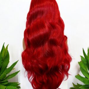 Red Wavy Natural Middle Part Lace Front Wig 28inches