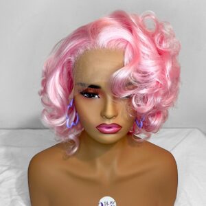 Pink Wavy Lace Frontal Wig