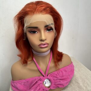 13x4 Ginger Orange Coloured Straight Frontal Wig 200% 10 Inches