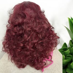 DD 4x4 Wine Bouncy Fumi Lace Wig 250% Density 20 Inches